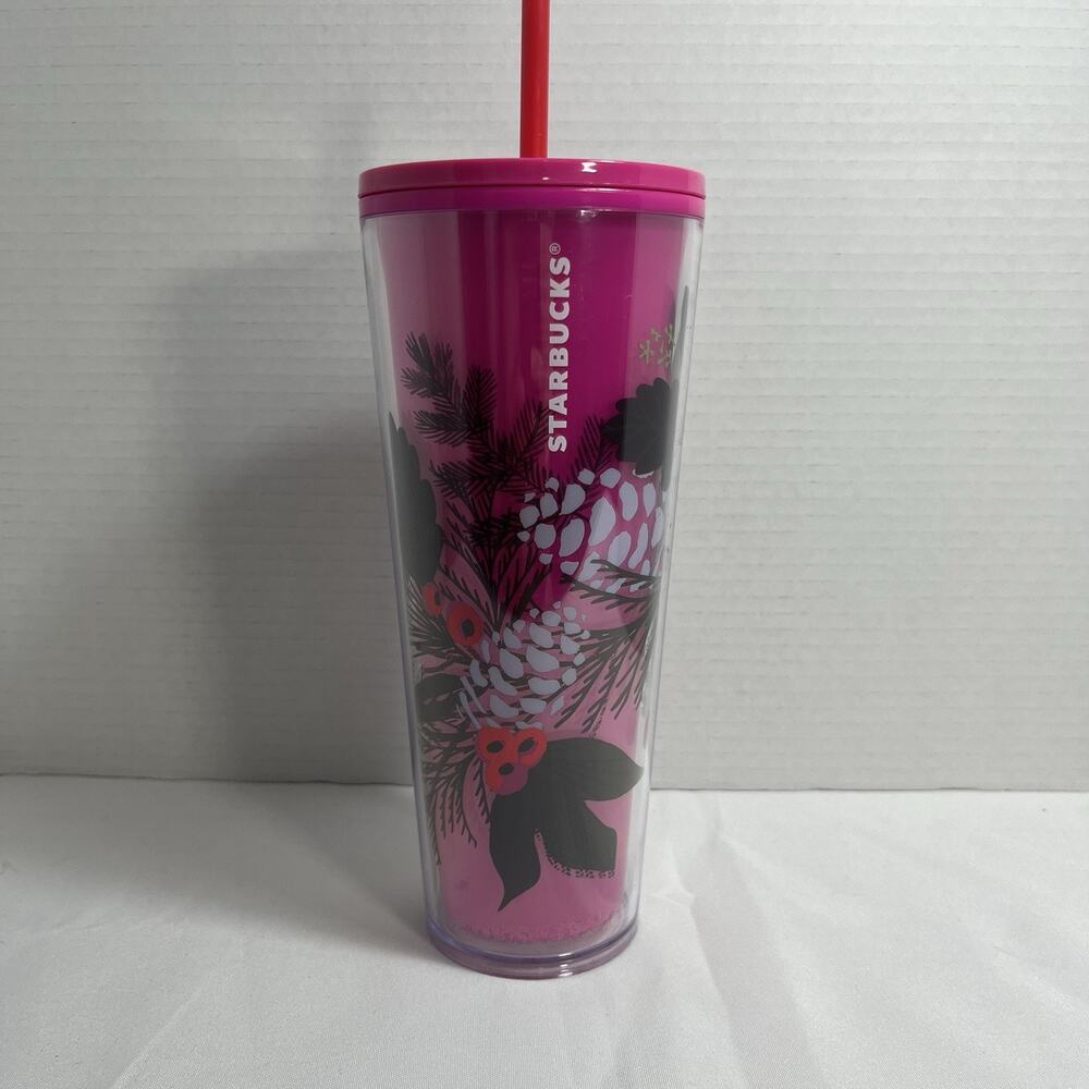 Pink Pinecone Starbucks 2021 Winter Holiday Color Change‎ Venti Cold Cup